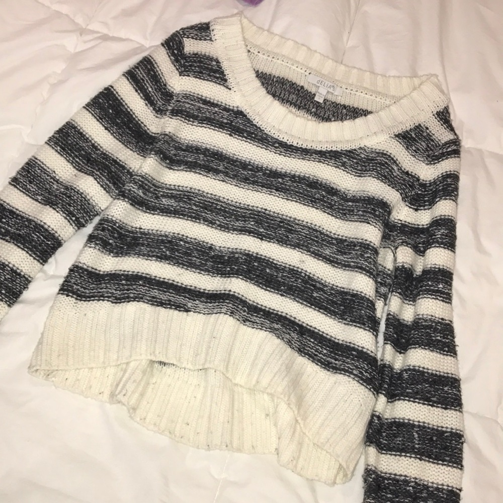 black & white striped cropped sweater